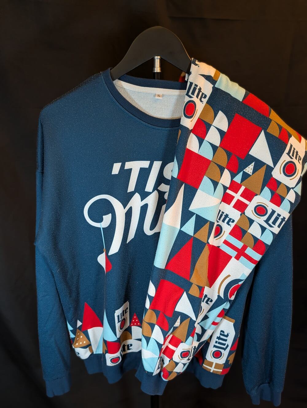 Miller Lite Holiday Miller Time Christmas Sweatshirt and Joggers Lounge Set XL